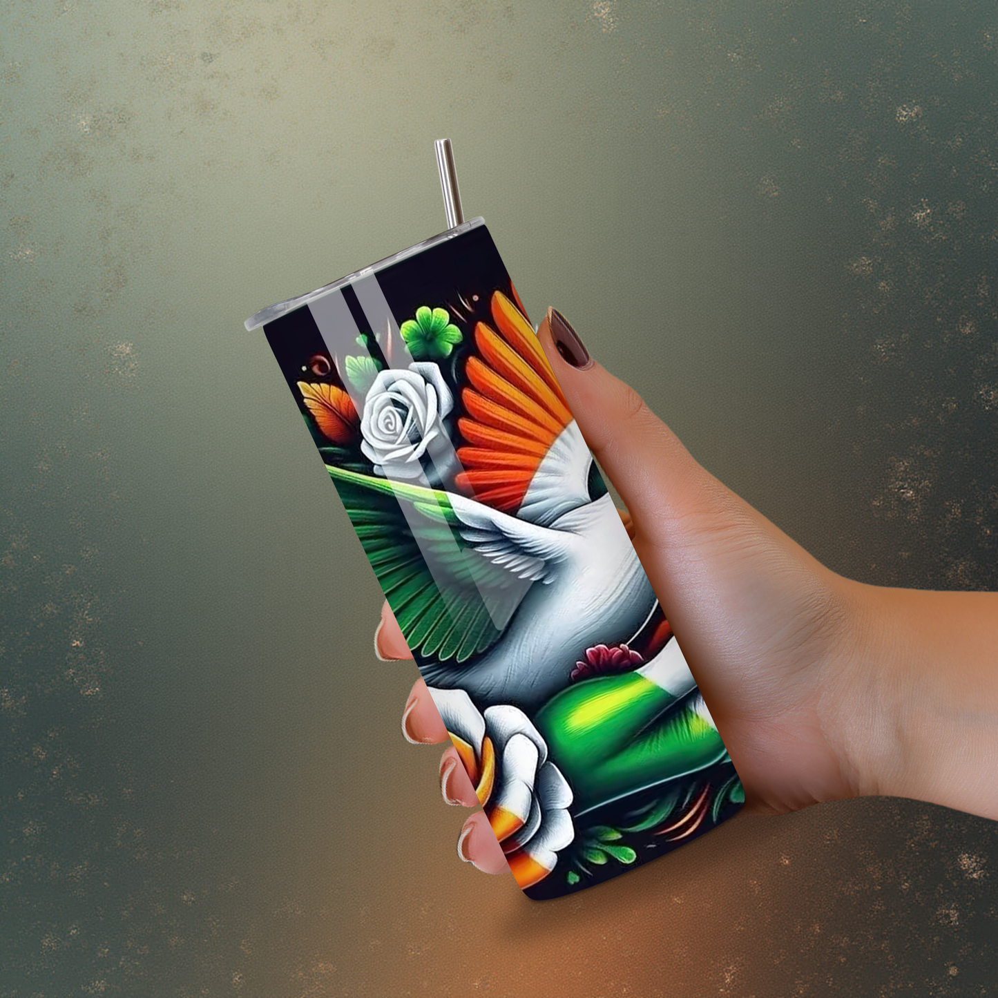 TRICOLOUR DOVE In Hand Colour 20oz Large Skinny Tumbler