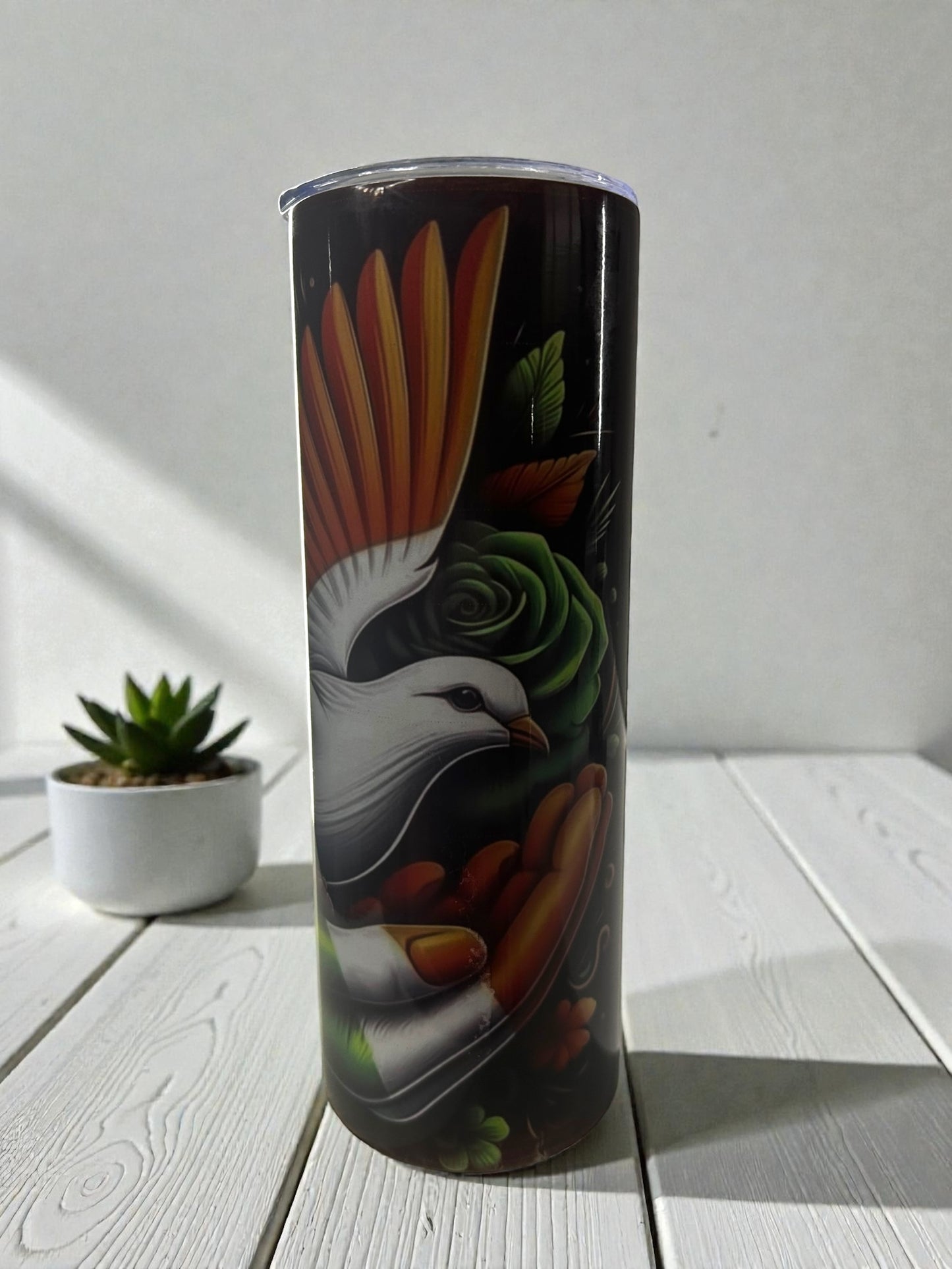 TRICOLOUR DOVE In Hand Colour 20oz Large Skinny Tumbler